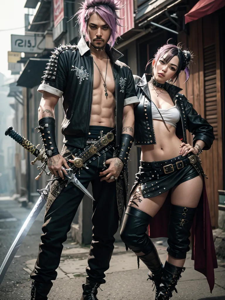 Prompt: (swordpunk style)