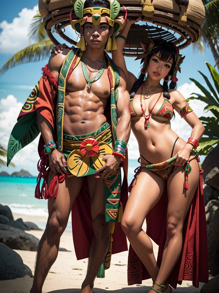 Prompt: (tiki style)