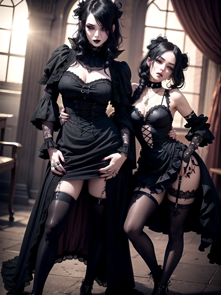 Prompt: (romantic goth style)