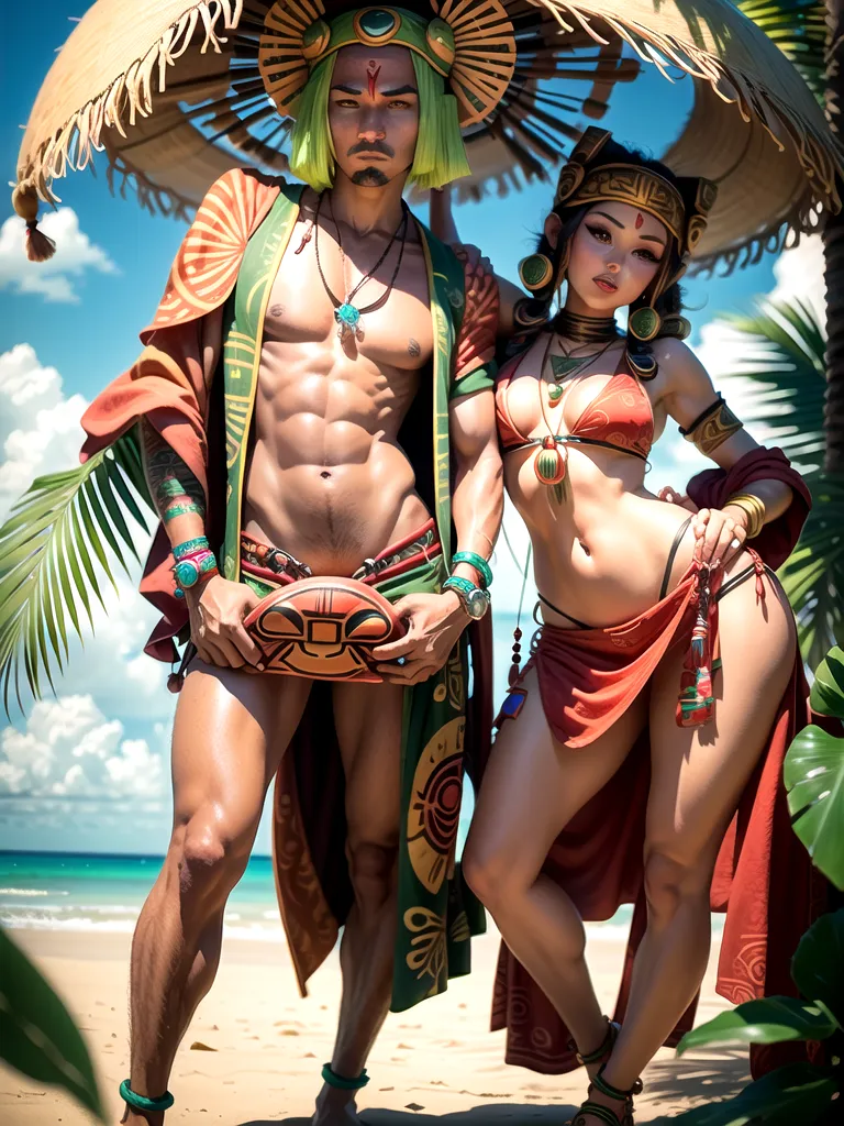 Prompt: (tiki style)