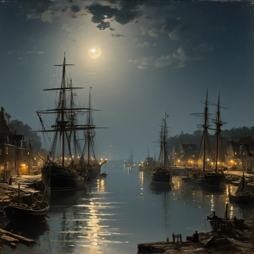 juggernautXL_v9Rundiffusionphoto2-art by Andreas Achenbach a moonlit harbor scene-1-Time_20250213144025