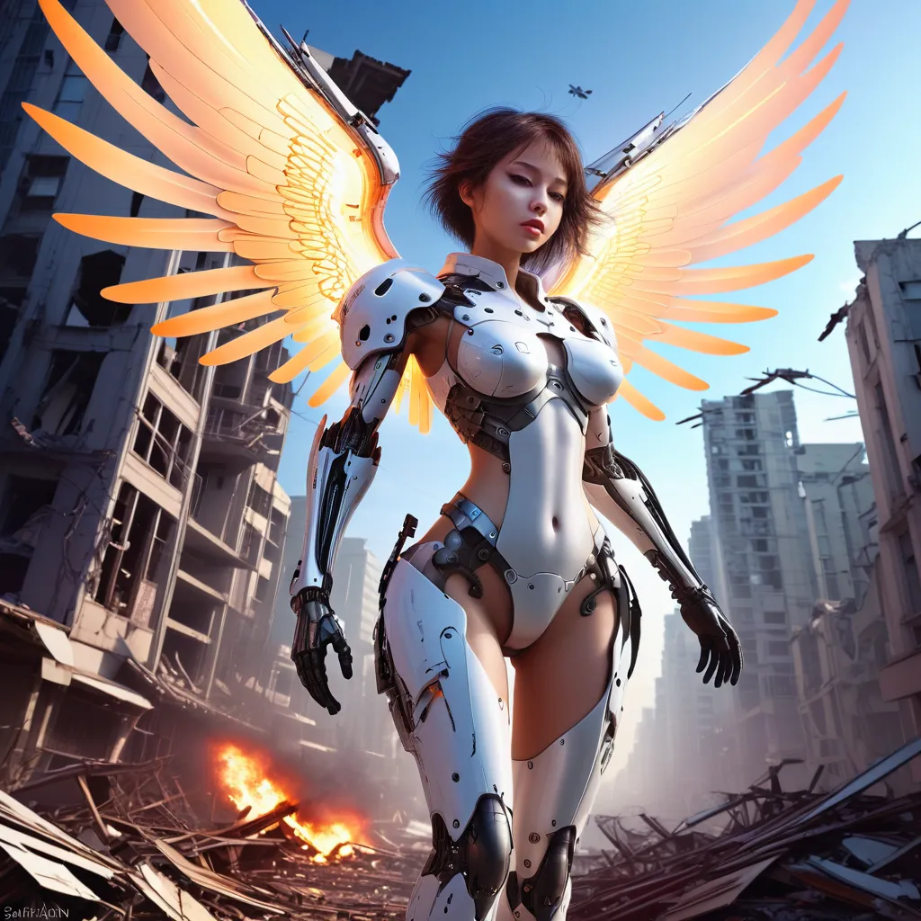 juggernautXL_v9Rundiffusionphoto2-art by Sakimichan a futuristic angel with mechanical-1-Time_20250101090240