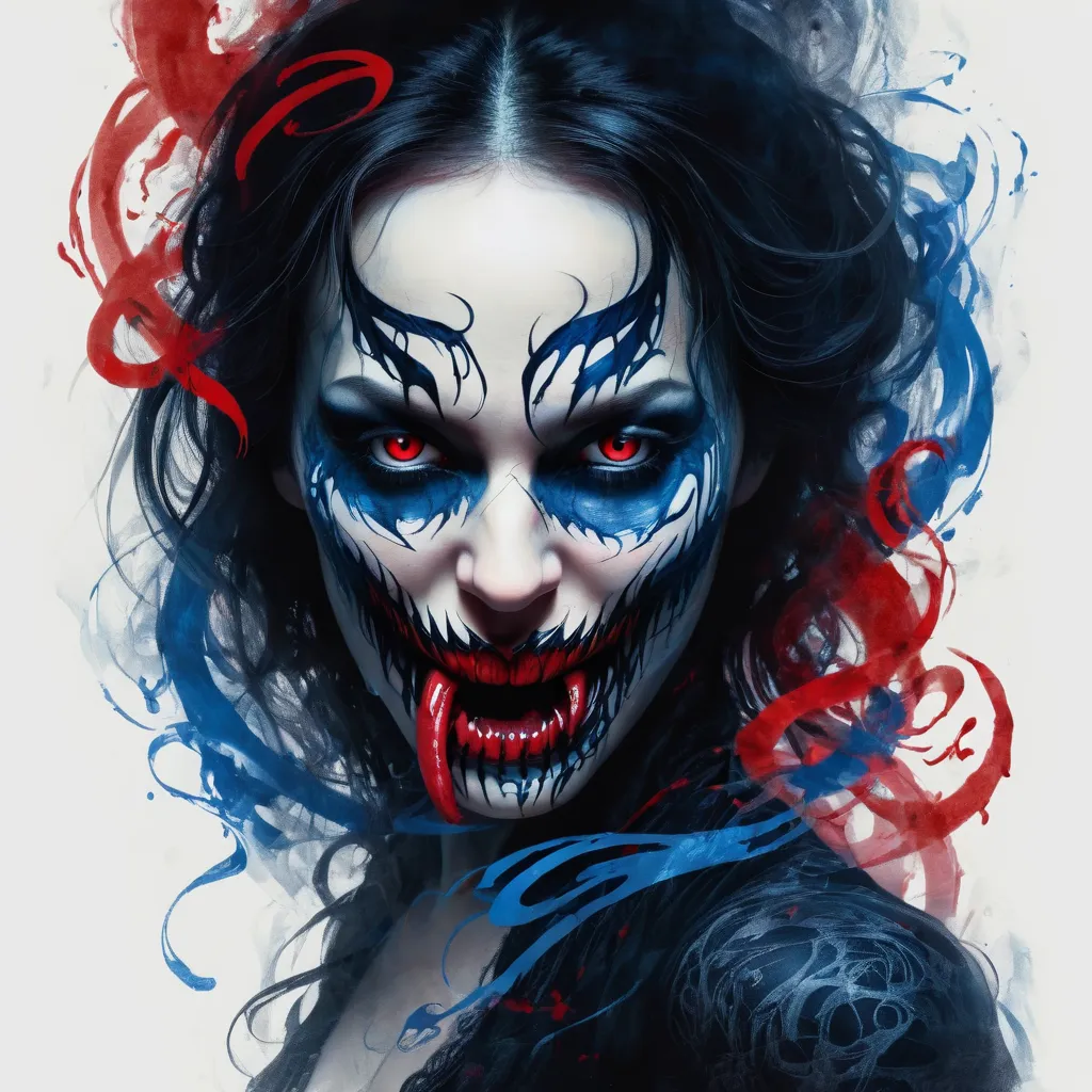 juggernautXL_v9Rundiffusionphoto2-Gothic style woman with a venom face and-1-Time_20240626175349